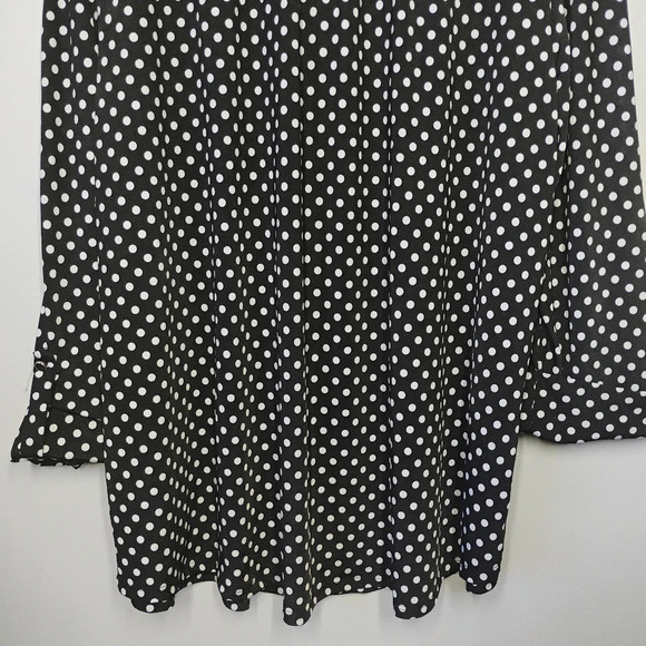 Cocomo Polka Dot Blouse Roll Tab Sleeve Pleated Relaxed Fit Black White Size 3X - Picture 5 of 11